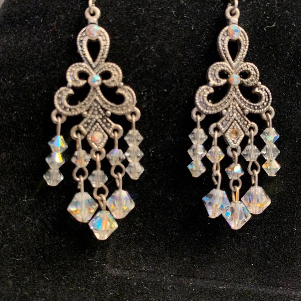 Chandelier Earrings with Clear Swarovski Crystals